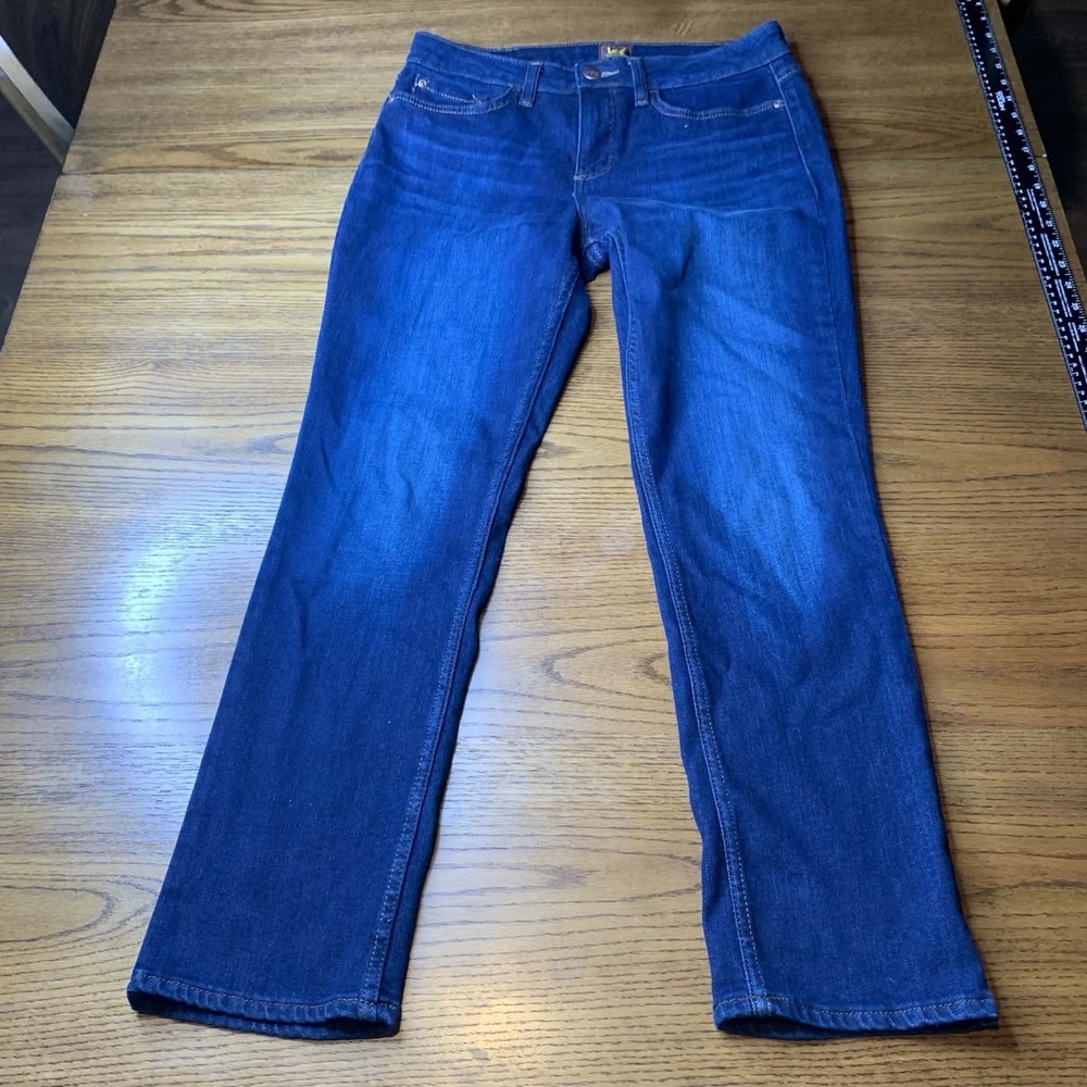 Lee Jeans Womens Bootcut Mid Rise Blue Stretch Denim Dark Wash